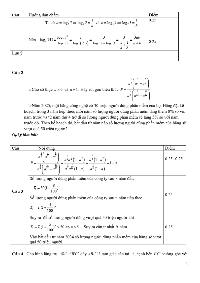 Đề thi Giữa kì 2 Toán 11 trường THPT Vĩnh Linh (Quảng Trị) năm 2025-2026