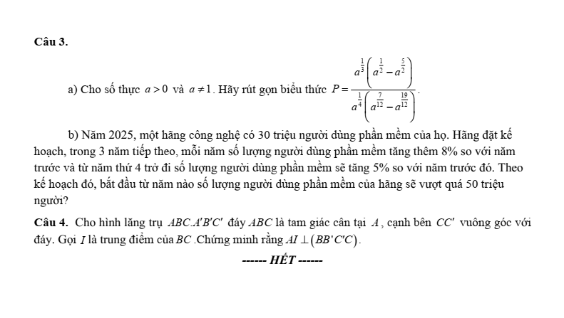 Đề thi Giữa kì 2 Toán 11 trường THPT Vĩnh Linh (Quảng Trị) năm 2025-2026