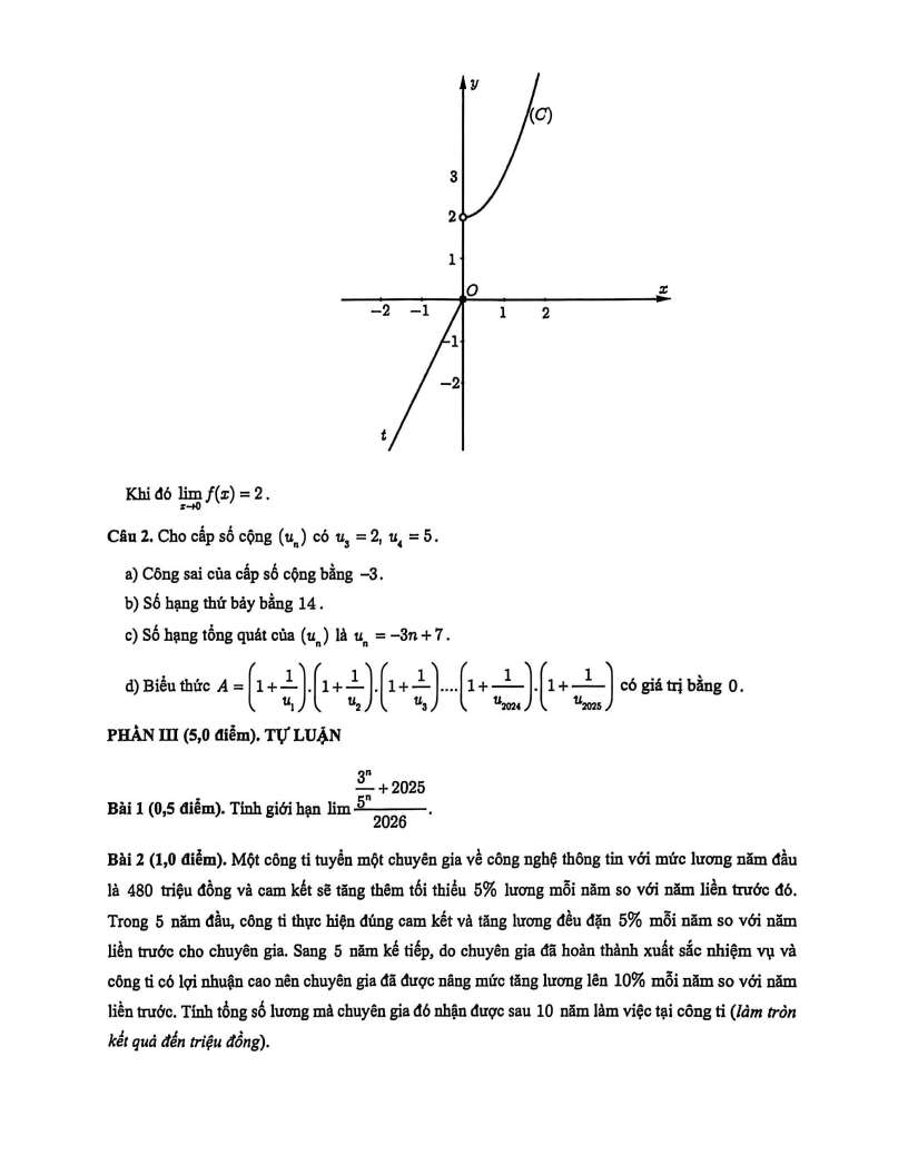 Đề thi Học kì 1 Toán 11 trường TH Thực hành Sài Gòn (Tp.HCM) năm 2025-2026