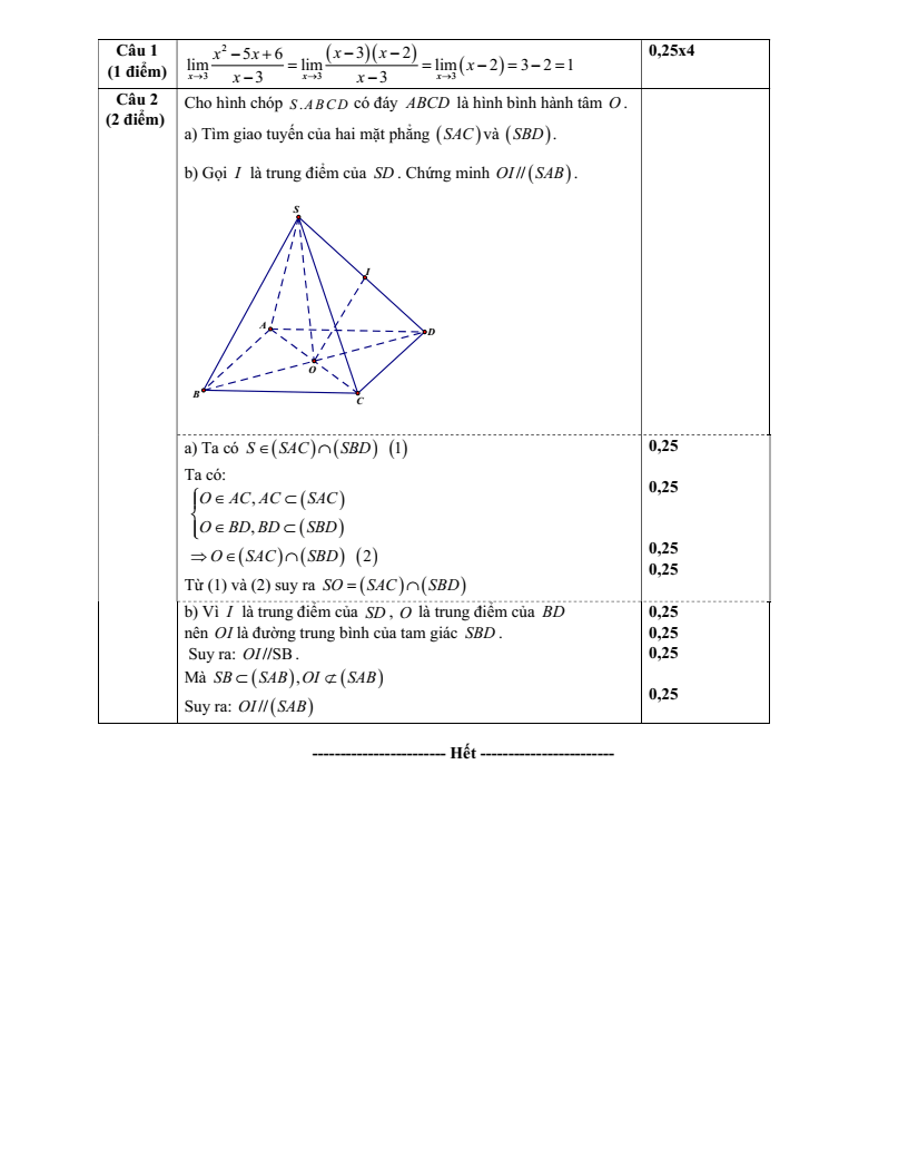 Đề thi Học kì 1 Toán 11 trường THPT Duy Tân (Quảng Ngãi) năm 2025-2026