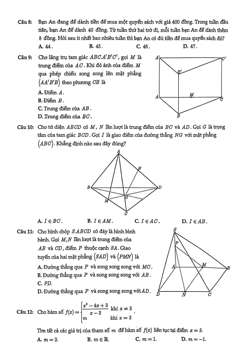 Đề thi Học kì 1 Toán 11 trường THPT Mạc Đĩnh Chi (Tp.HCM) năm 2025-2026