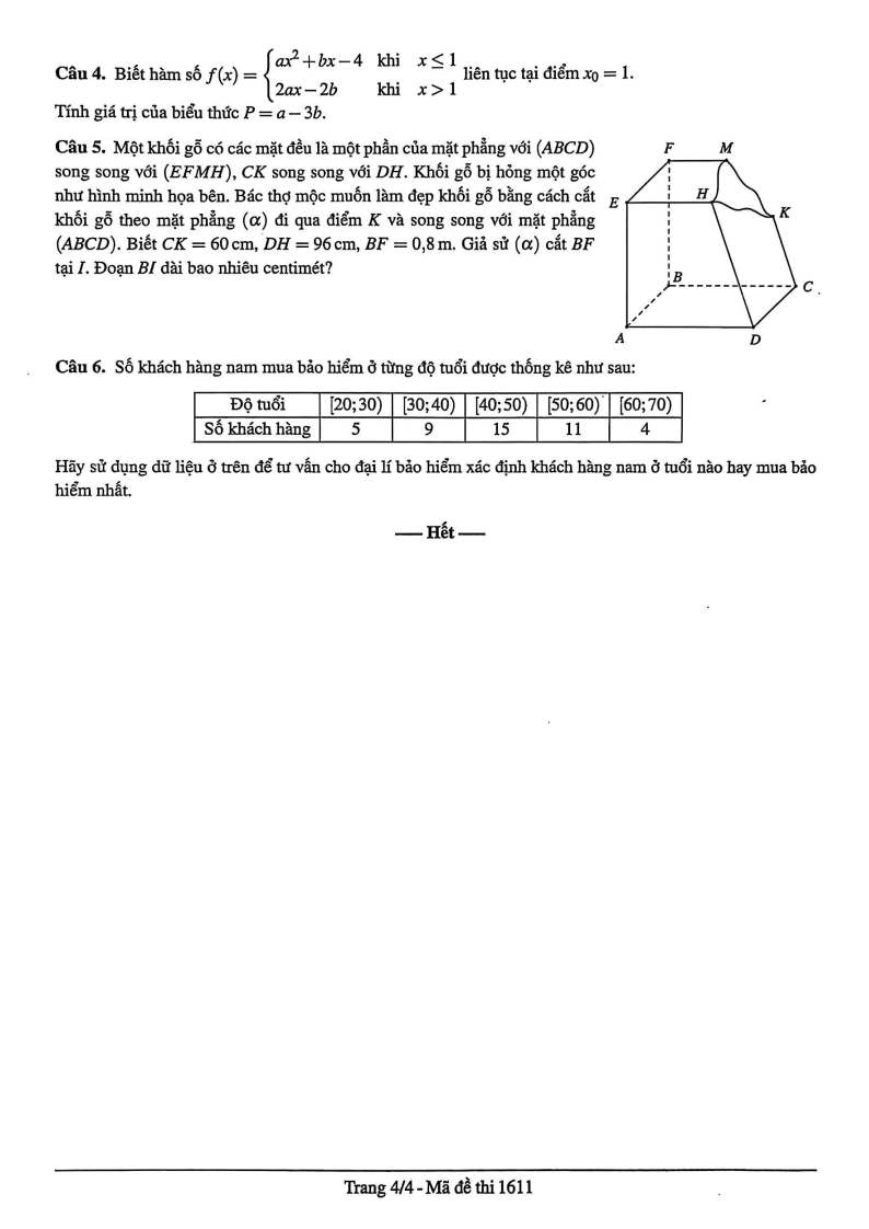 Đề thi Học kì 1 Toán 11 trường THPT Marie Curie (Tp.HCM) năm 2025-2026