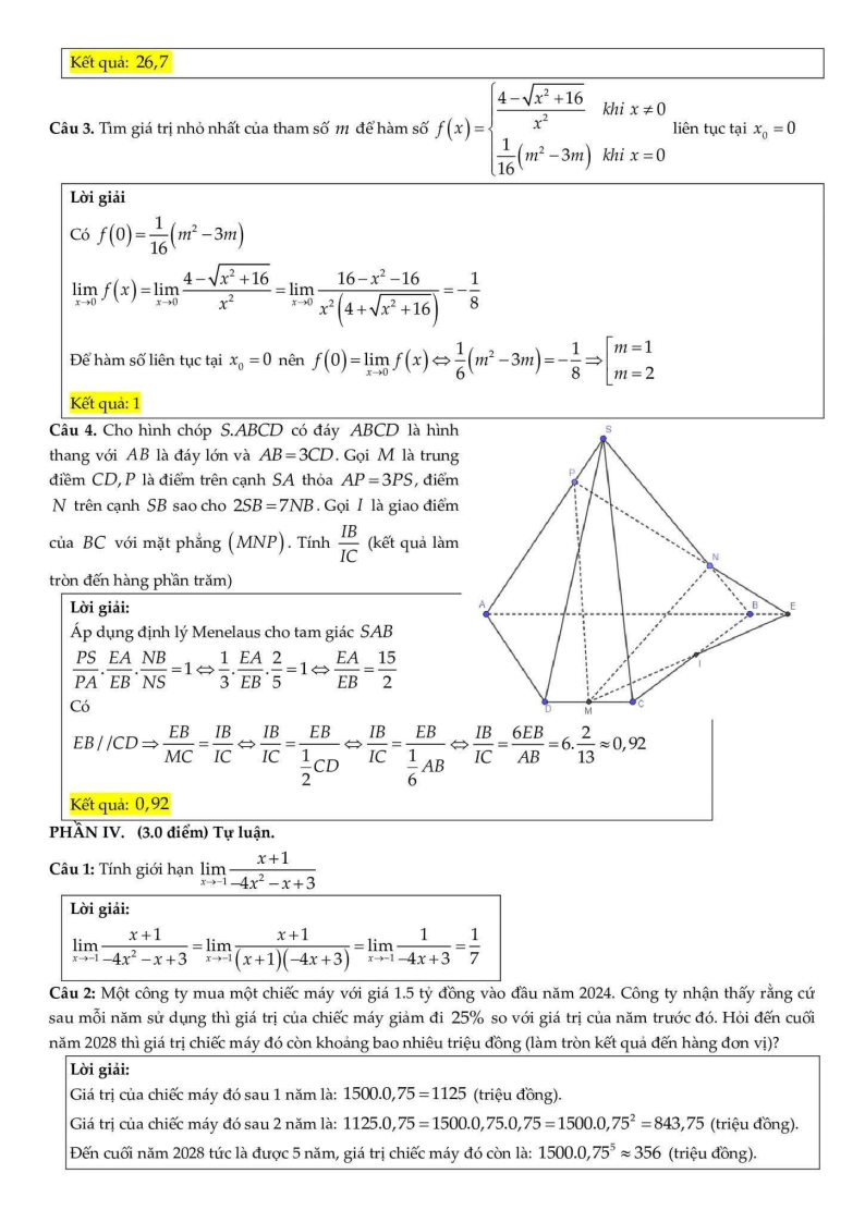 Đề thi Học kì 1 Toán 11 trường THPT Tây Thạnh (Tp.HCM) năm 2025-2026