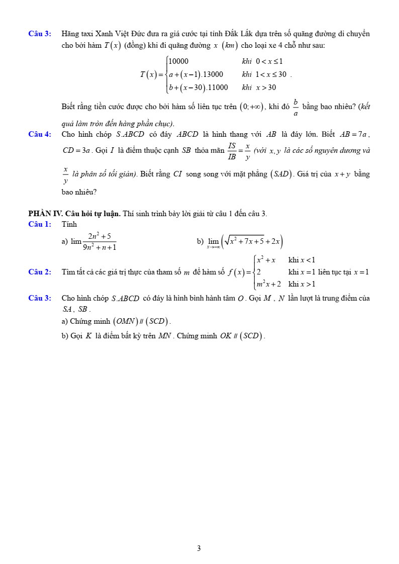 Đề thi Học kì 1 Toán 11 trường THPT Thủ Đức (Tp.HCM) năm 2025-2026