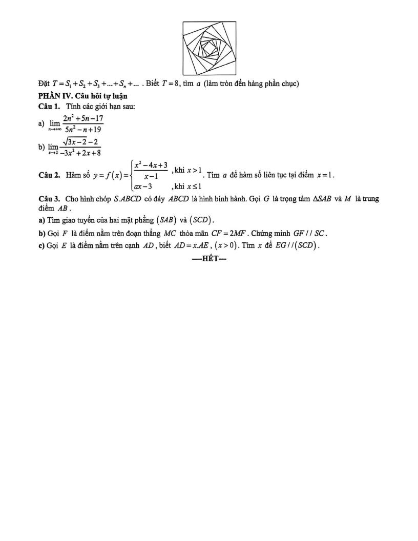 Đề thi Học kì 1 Toán 11 trường THPT Trần Phú (Hà Nội) năm 2025-2026