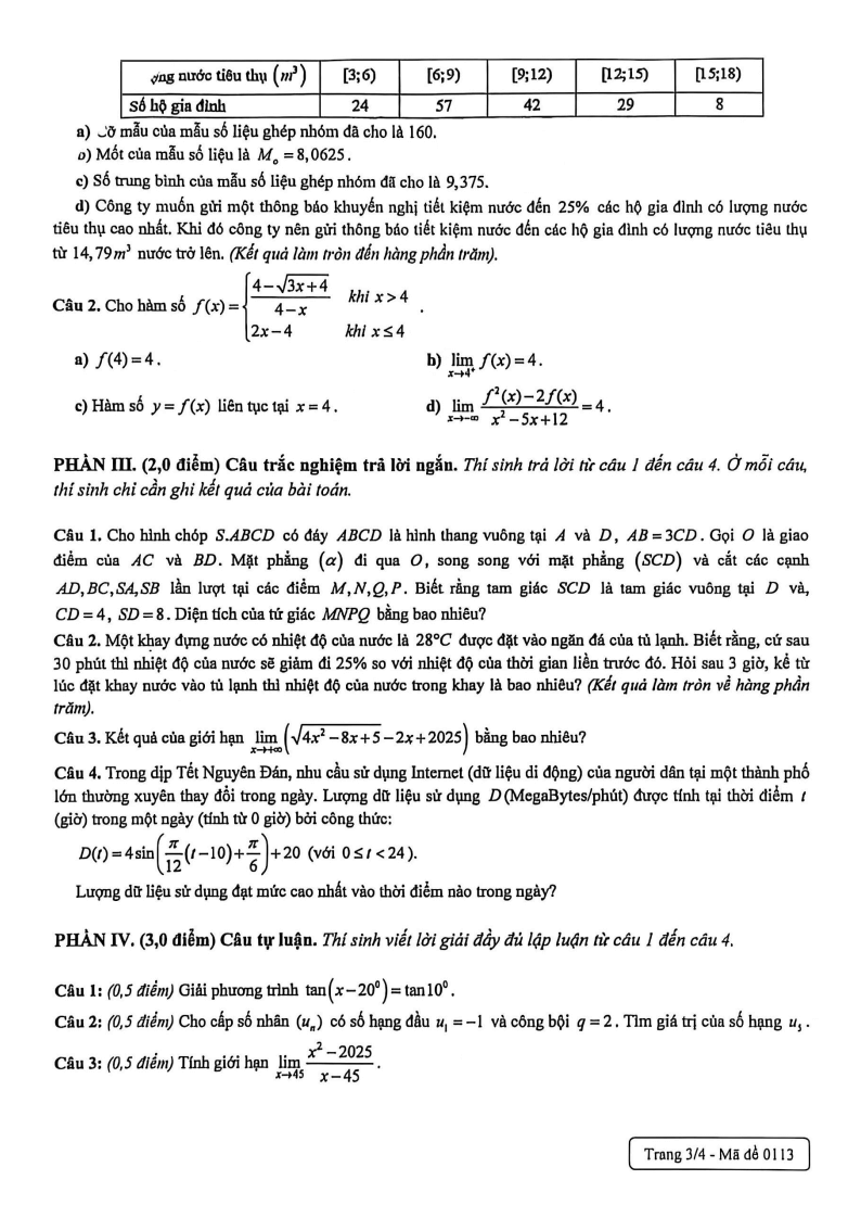 Đề thi Học kì 1 Toán 11 trường Trương Vĩnh Ký (Tp.HCM) năm 2025-2026