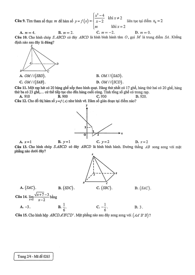 Đề thi Học kì 1 Toán 11 trường Vạn Hạnh (Tp.HCM) năm 2025-2026