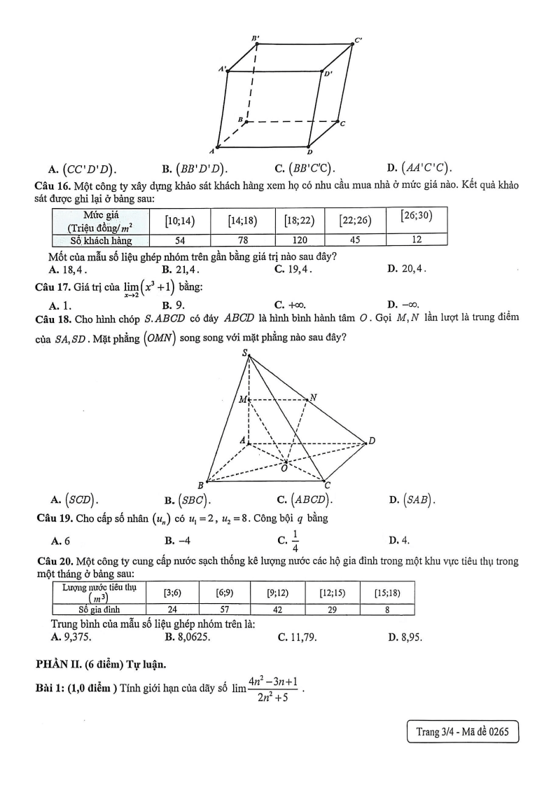 Đề thi Học kì 1 Toán 11 trường Vạn Hạnh (Tp.HCM) năm 2025-2026