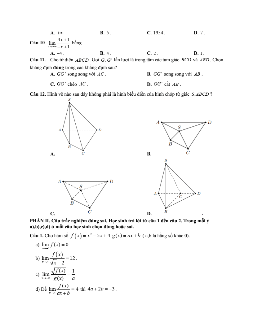 Đề thi Học kì 1 Toán 11 trường THPT Vạn Xuân (Hà Nội) năm 2025-2026
