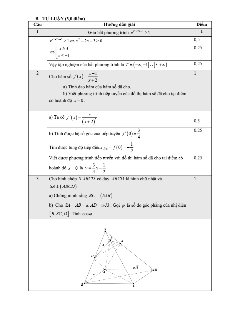 Đề thi Học kì 2 Toán 11 sở GD&ĐT Bắc Giang năm 2024-2025