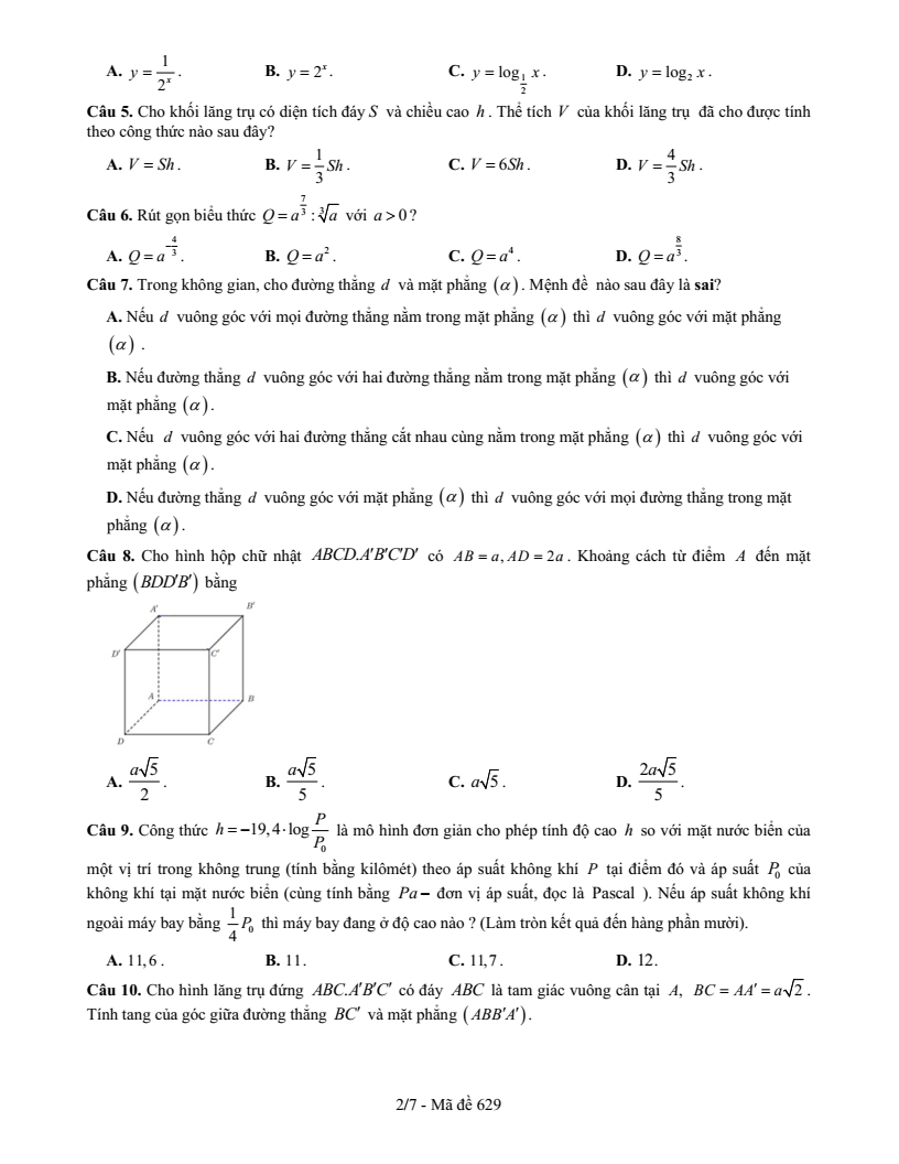 Đề thi Học kì 2 Toán 11 trường THPT chuyên Vị Thanh (Hậu Giang) năm 2024-2025