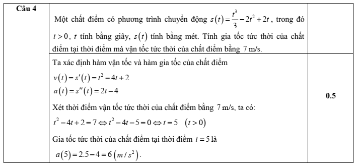 Đề thi Học kì 2 Toán 11 trường THPT Chế Lan Viên (Quảng Trị) năm 2024-2025