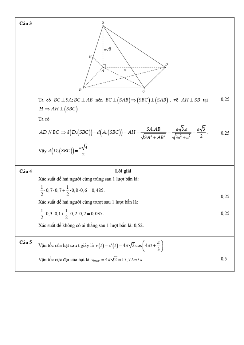 Đề thi Học kì 2 Toán 11 trường THPT Chế Lan Viên (Quảng Trị) năm 2024-2025