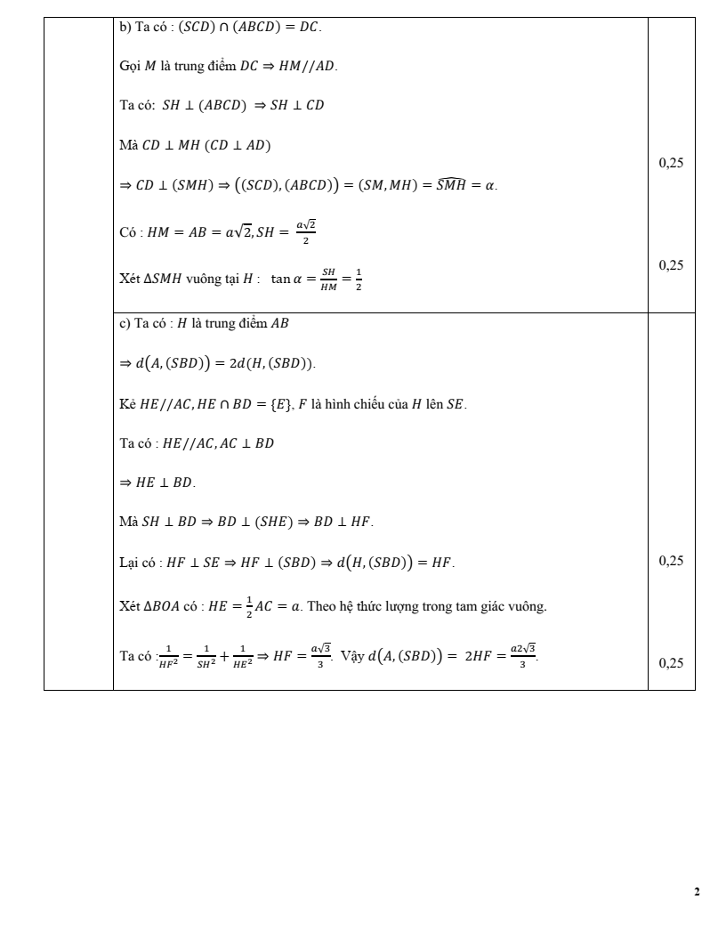 Đề thi Học kì 2 Toán 11 trường THPT Kẻ Sặt (Hải Dương) năm 2024-2025