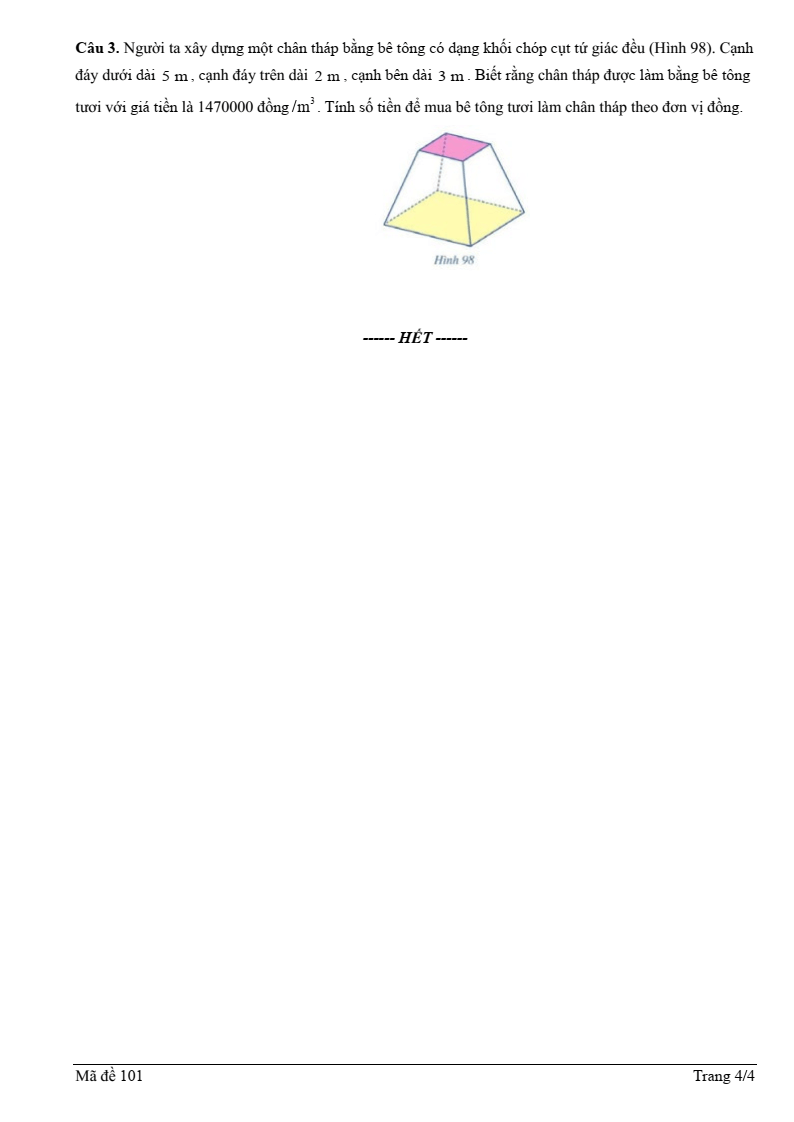 Đề thi Học kì 2 Toán 11 trường THPT Lương Ngọc Quyến (Thái Nguyên) năm 2024-2025