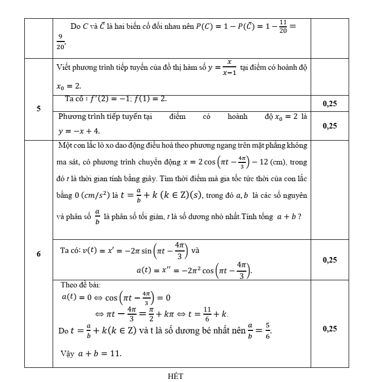Đề thi Học kì 2 Toán 11 trường THPT Ngô Gia Tự (Phú Yên) năm 2024-2025