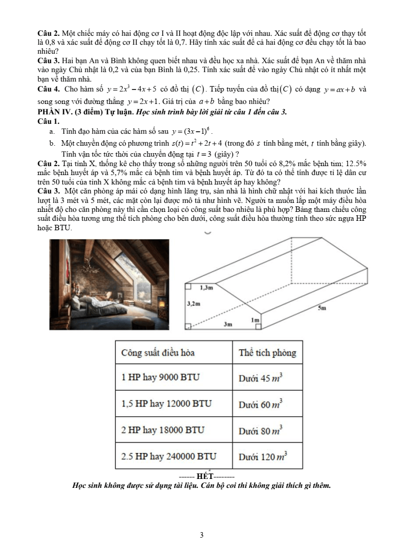Đề thi Học kì 2 Toán 11 trường THPT Ngô Quyền (Đà Nẵng) năm 2024-2025