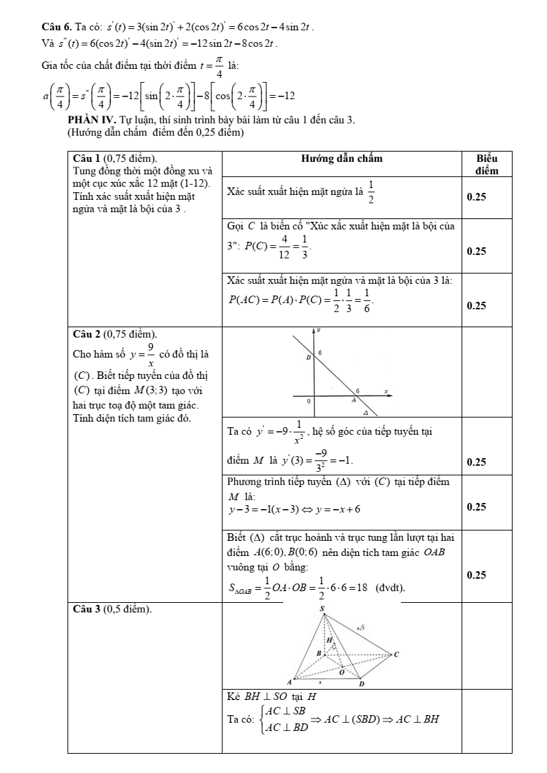 Đề thi Học kì 2 Toán 11 trường THPT Nguyễn Trãi (Đà Nẵng) năm 2024-2025