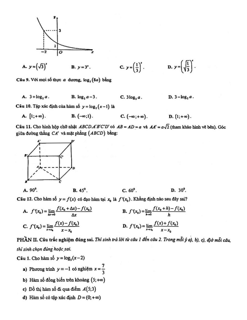 Đề thi Học kì 2 Toán 11 trường THPT Phan Đăng Lưu (Tp.HCM) năm 2024-2025