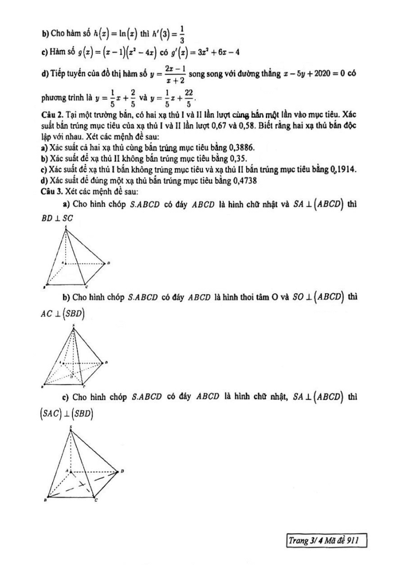 Đề thi Học kì 2 Toán 11 trường THPT Trần Phú (Tp.HCM) năm 2024-2025