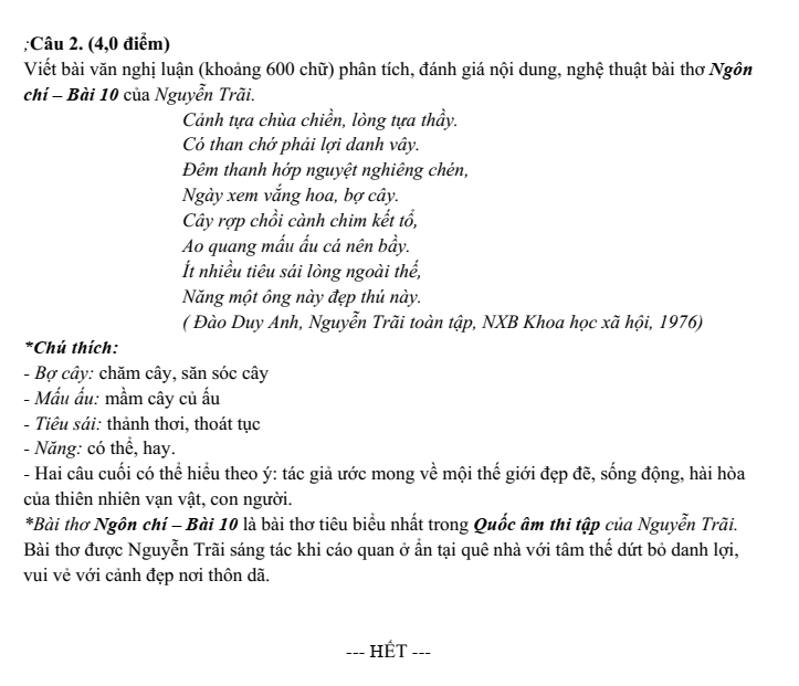 Đề khảo sát đầu năm Văn 11 năm 2024-2025 trường THPT Thuận Thành Số 1 (Bắc Ninh)