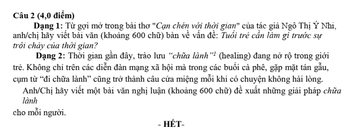 Đề minh họa Giữa kì 2 Văn 11 năm 2025-2026 trường THPT Yên Hòa (Hà Nội - Đề 2)