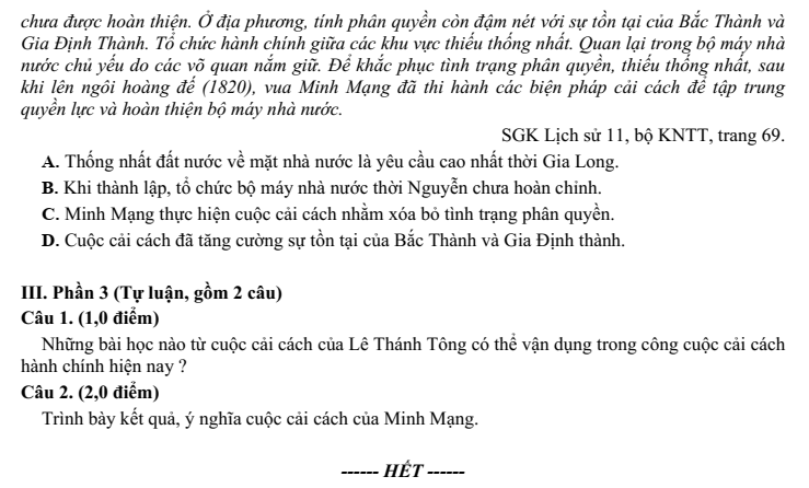 Đề thi Giữa kì 2 Lịch Sử 11 năm 2025-2026 trường THPT Số 1 Ngô Gia Tự (Đắk Lắk)