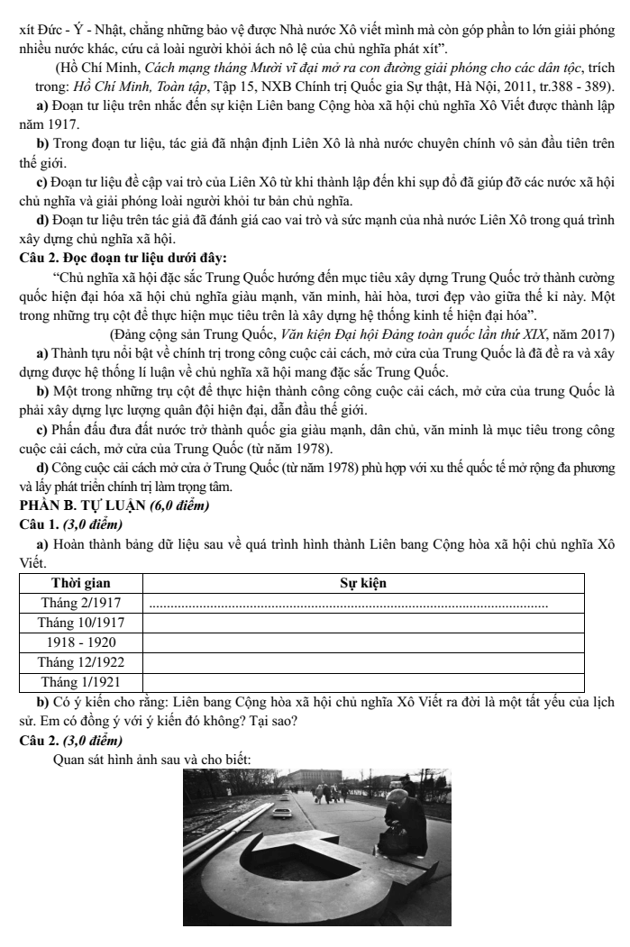 Đề thi Học kì 1 Lịch Sử 11 năm 2024-2025 trường THPT Bình Chiểu (Tp.HCM)