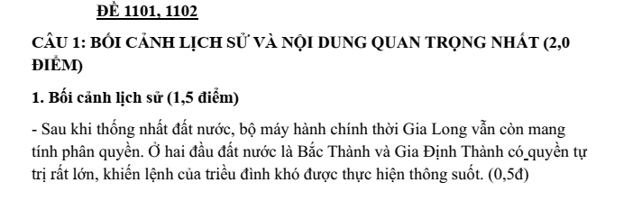 Đề thi Học kì 2 Lịch Sử 11 năm 2025-2026 trường THPT Xuyên Mộc (Tp.HCM)