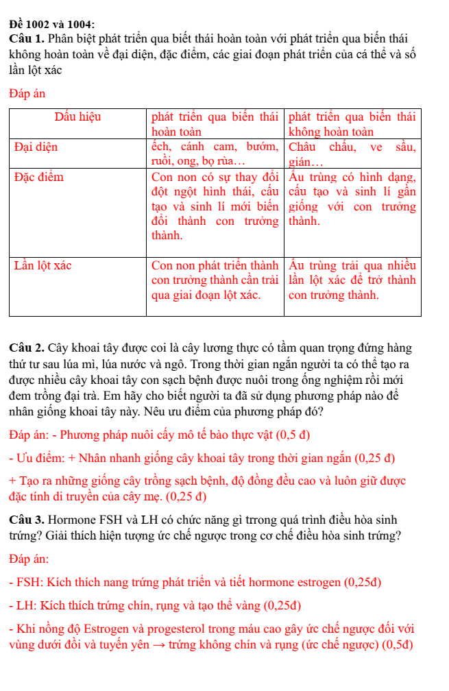 Đề thi Học kì 2 Sinh học 11 năm 2024-2025 trường THPT Gio Linh (Quảng Trị)