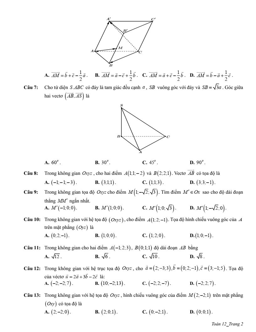 Đề cương ôn tập Học kì 1 Toán 12 trường THPT Trần Phú năm 2025-2026