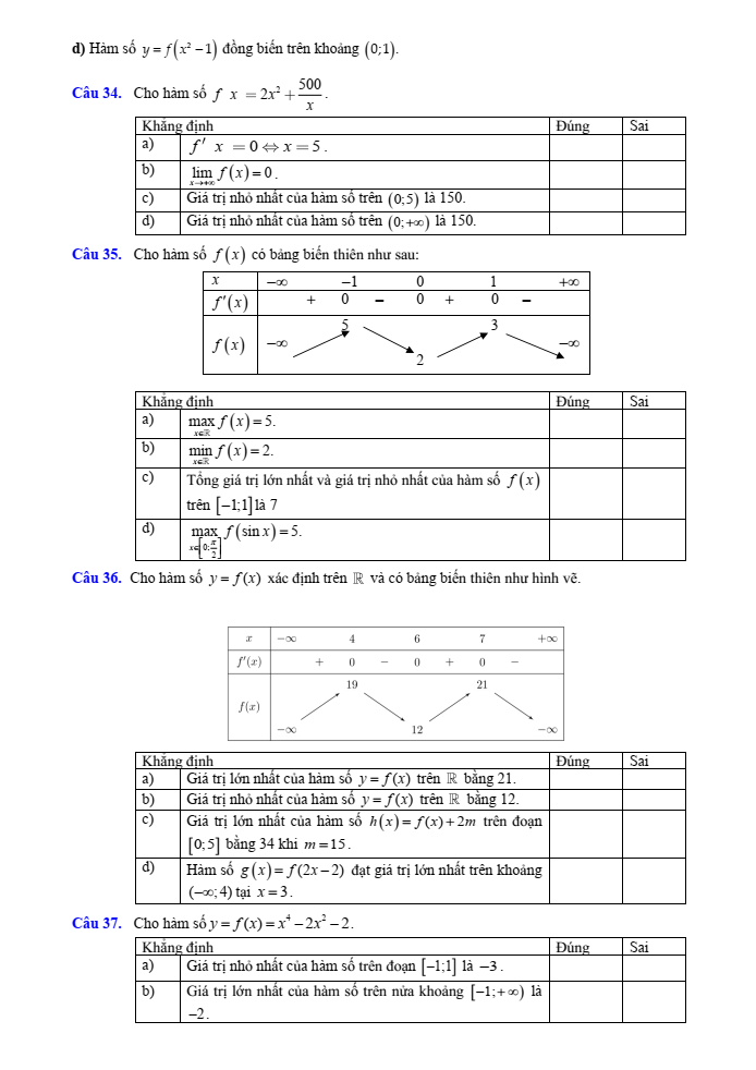 Đề cương ôn tập Giữa kì 1 Toán 12 trường THPT Hoàng Văn Thụ năm 2025-2026