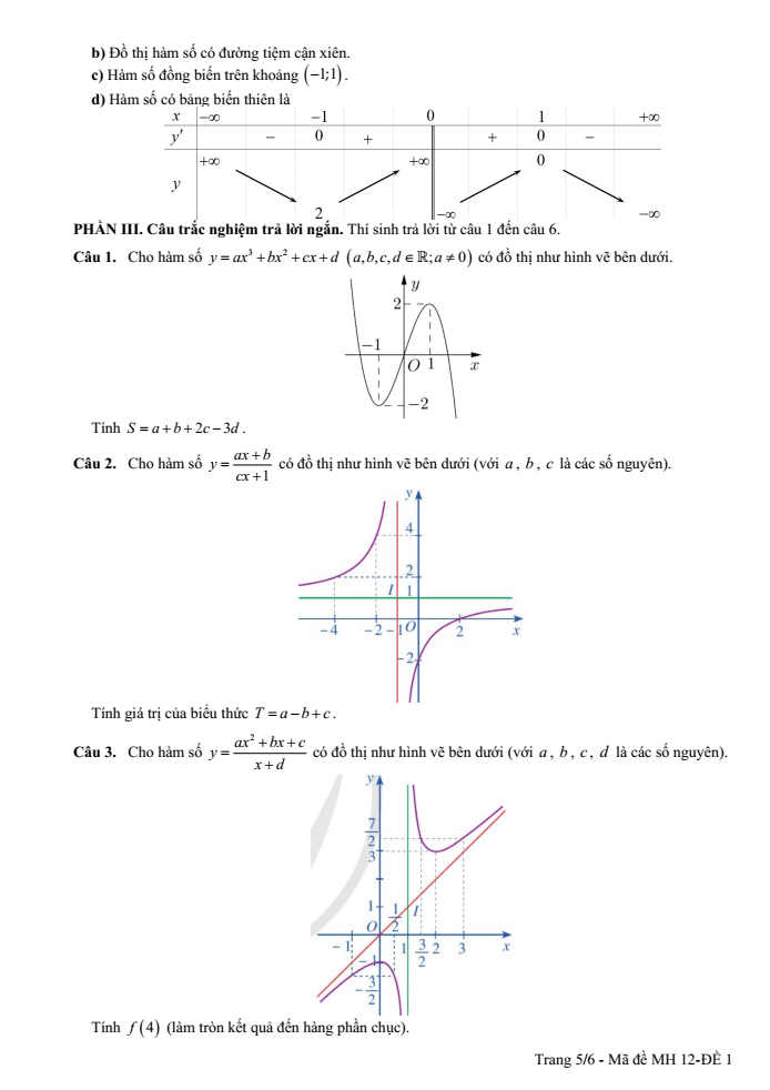 Đề cương ôn tập Giữa kì 1 Toán 12 trường THPT Hướng Hóa năm 2025-2026