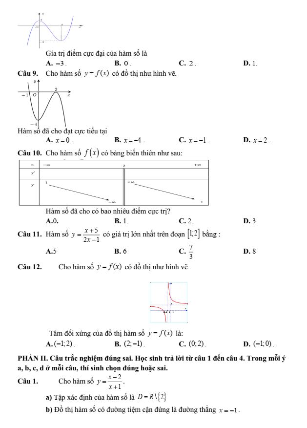 Đề cương ôn tập Giữa kì 1 Toán 12 trường THPT Quế Sơn năm 2025-2026