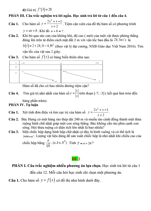 Đề cương ôn tập Giữa kì 1 Toán 12 trường THPT Quế Sơn năm 2025-2026