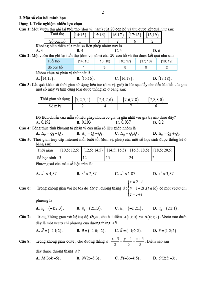 Đề cương ôn tập Học kì 2 Toán 12 trường THPT Sơn Động số 3 năm 2024-2025