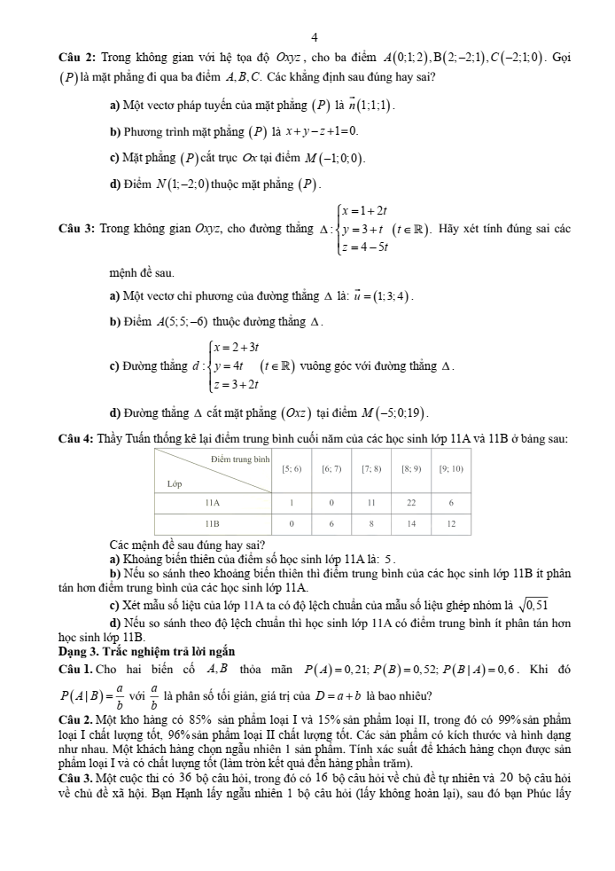 Đề cương ôn tập Học kì 2 Toán 12 trường THPT Sơn Động số 3 năm 2024-2025