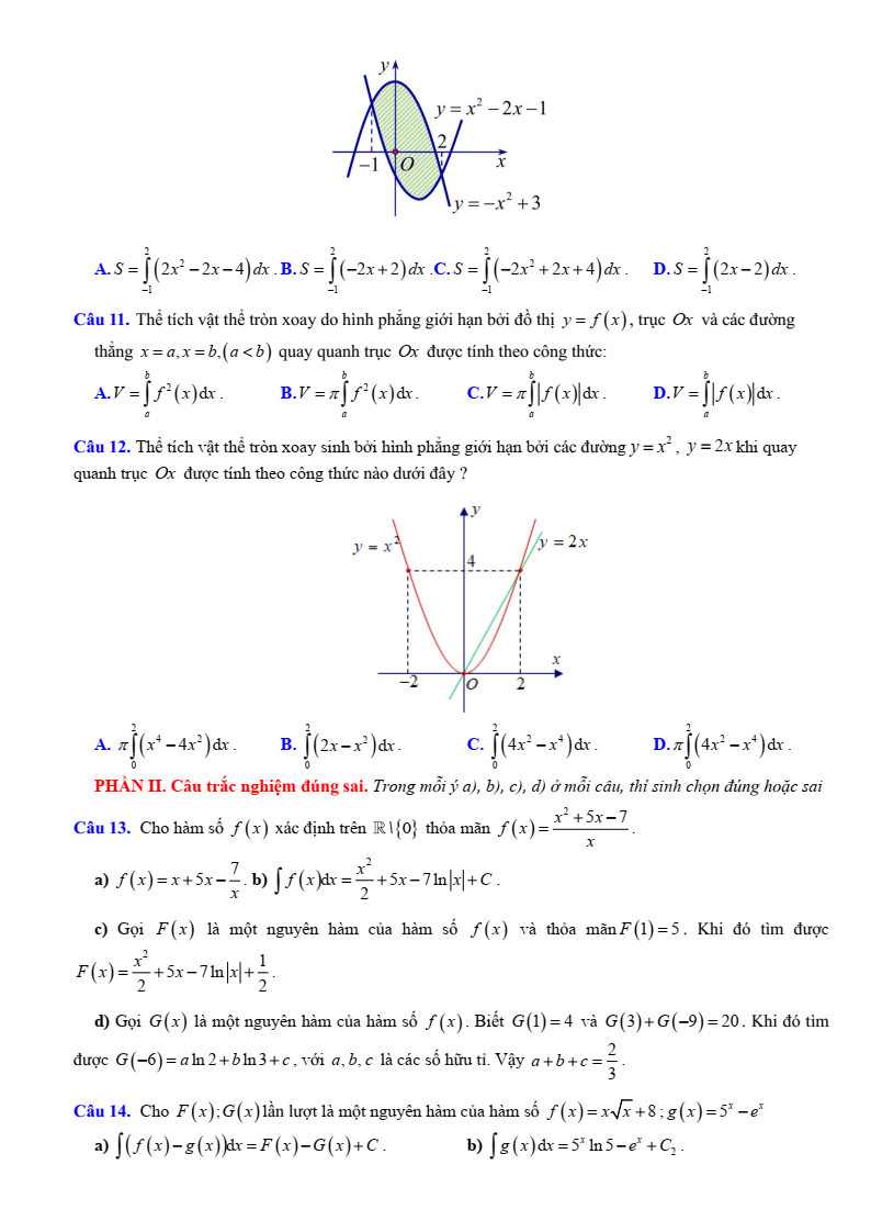 Đề cương ôn tập Học kì 2 Toán 12 trường THPT Hoàng Văn Thụ (Hà Nội) năm 2025-2026