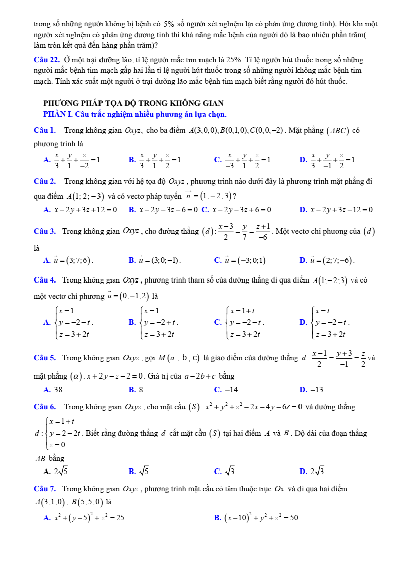 Đề cương ôn tập Học kì 2 Toán 12 trường THPT Hoàng Văn Thụ (Hà Nội) năm 2025-2026