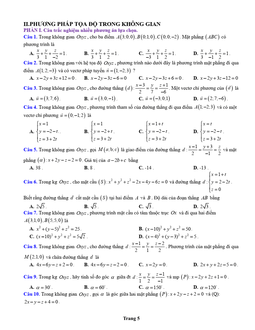 Đề cương ôn tập Học kì 2 Toán 12 trường THPT Quế Sơn (Đà Nẵng) năm 2025-2026