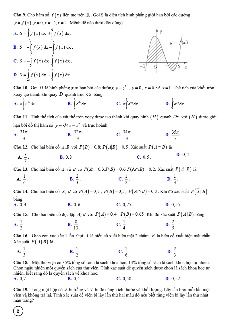 Đề cương ôn tập Học kì 2 Toán 12 trường THPT Trưng Vương (Gia Lai) năm 2025-2026