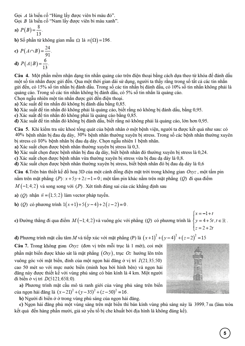 Đề cương ôn tập Học kì 2 Toán 12 trường THPT Trưng Vương (Gia Lai) năm 2025-2026