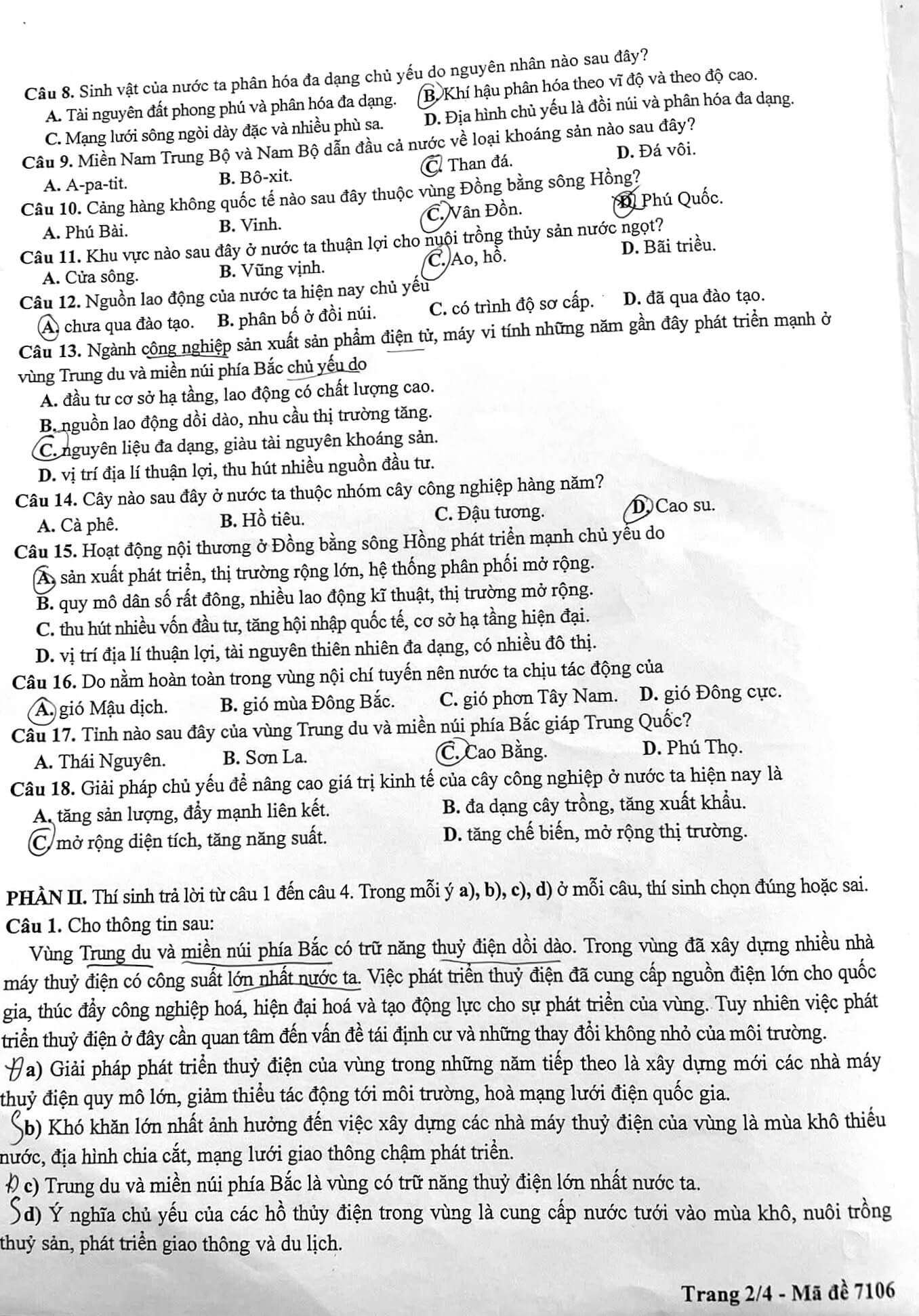 Đề khảo sát Địa lí 12 Hà Nội năm 2026