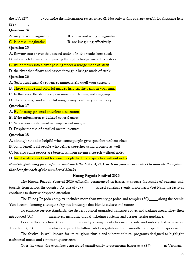 Đề khảo sát Tiếng Anh 12 Hà Nội năm 2026