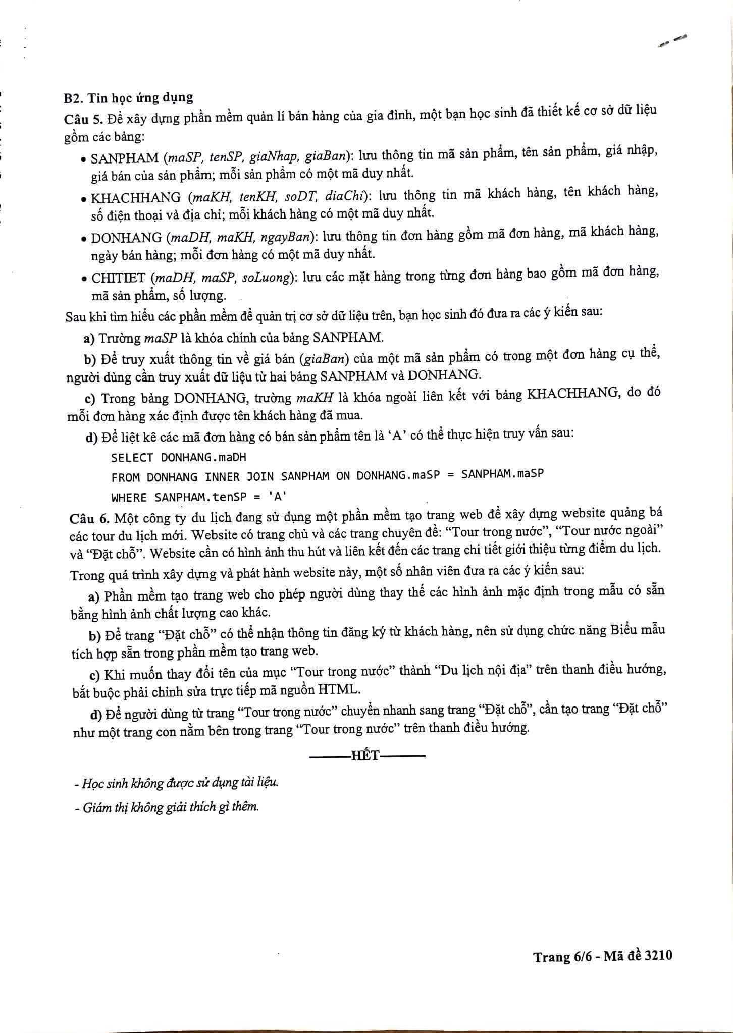 Đề khảo sát Tin học 12 Hà Nội năm 2026