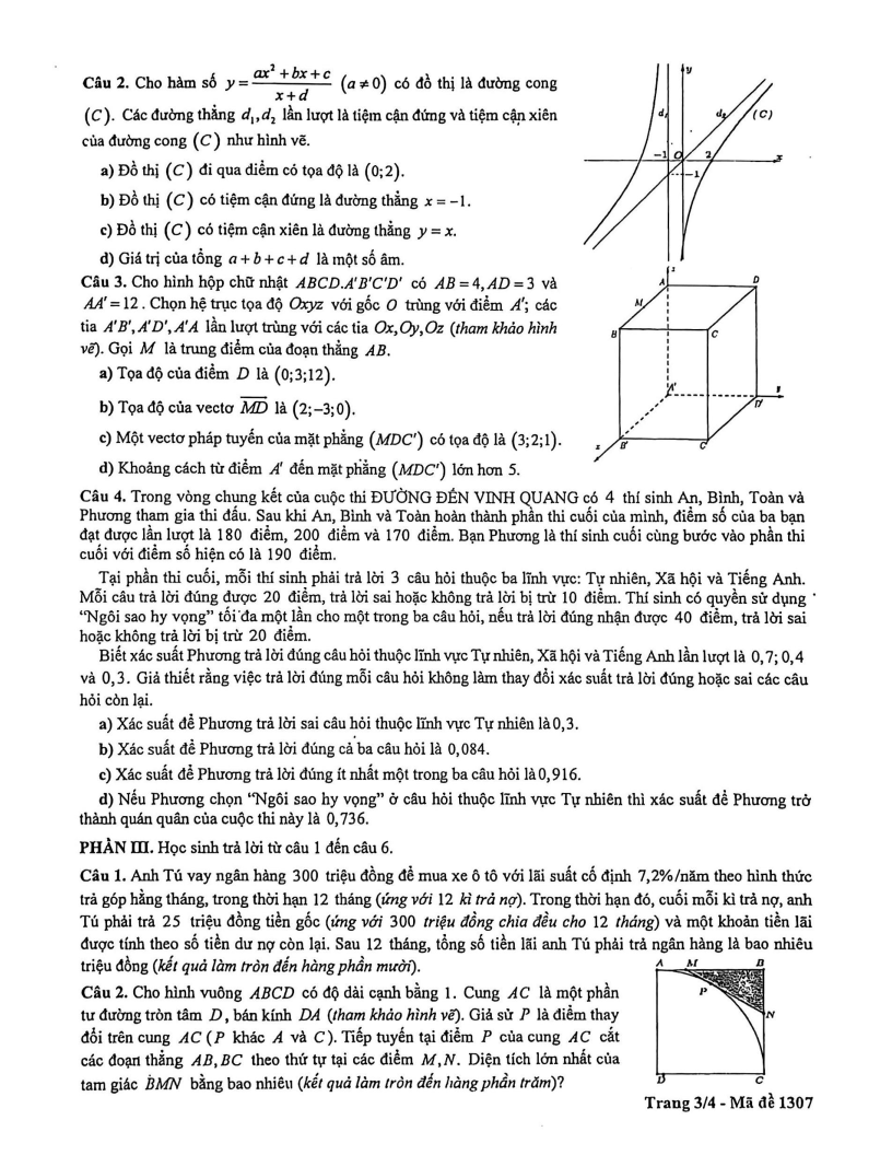 Đề khảo sát Toán 12 Hà Nội năm 2026