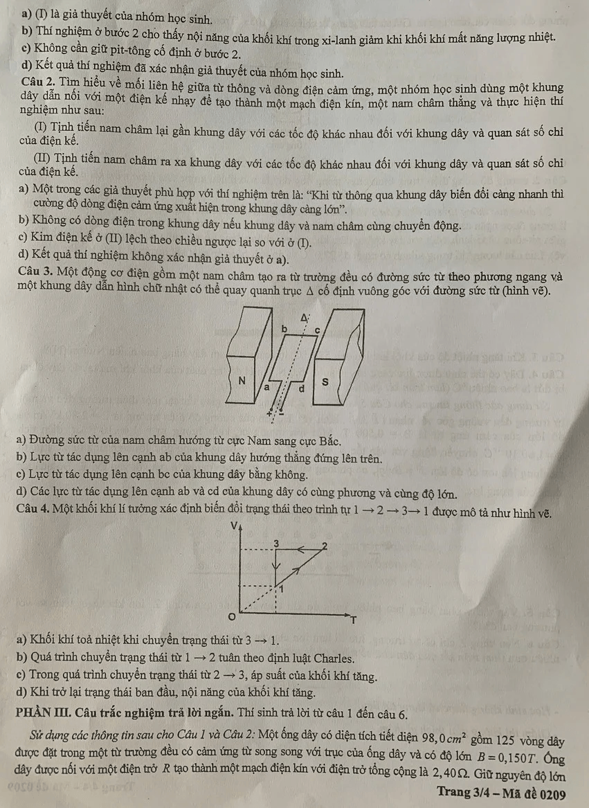 Đề khảo sát Vật lí 12 Hà Nội năm 2026
