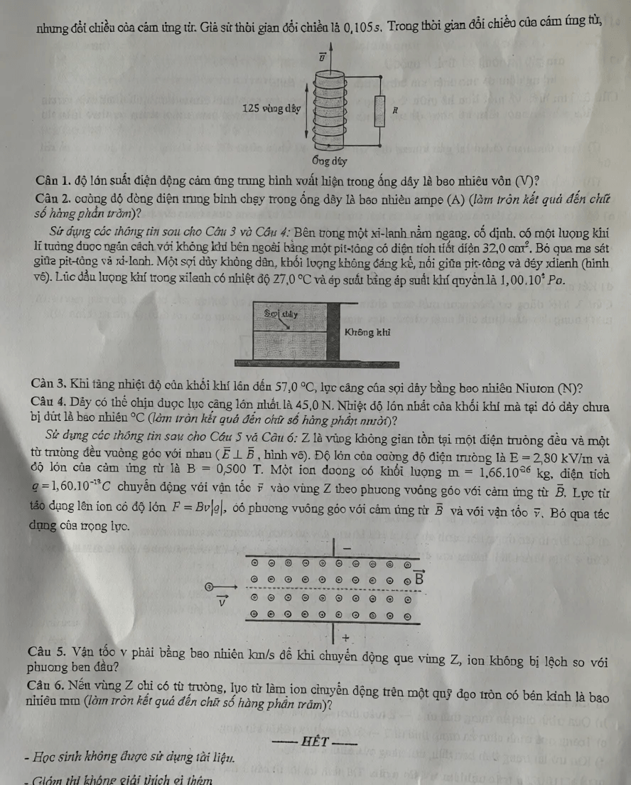 Đề khảo sát Vật lí 12 Hà Nội năm 2026