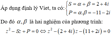 Đề kiểm tra 15 phút Toán 12 Chương 4 Giải tích có đáp án (Đề 3)