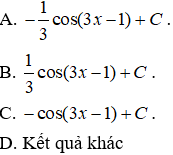 Đề thi 45 phút Toán 12 Chương 3 Giải tích có đáp án (Đề 3)